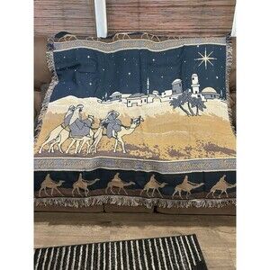 American Weavers Christmas Blanket Throw Wise Men Bethlehem Star Of David 50x57